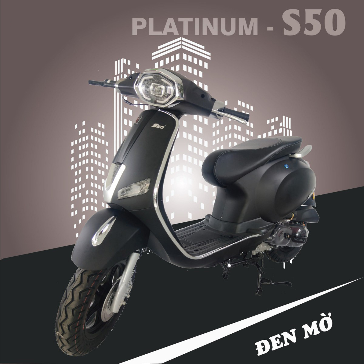 Xe ga 50cc Jvc Vespa Platinum 2021 màu đen mờ