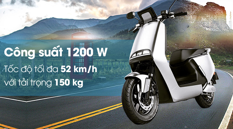 Tốc độ tối đa 52 km/h với công suất 1200 W - Xe máy điện Yadea G5